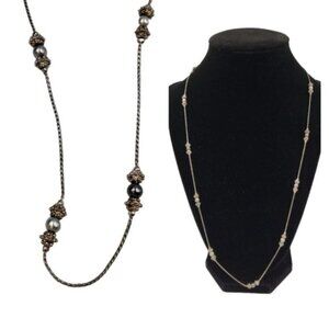 Napier Necklace Twisted Strand Faux Pearl Detail Quiet Luxury